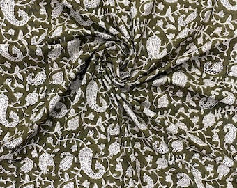 Tela de algodón estampada a mano con bloques de madera / estampado bagru, textil de Jaipur