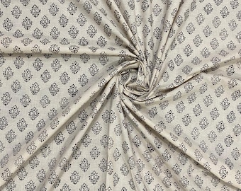 Tela de algodón estampada a mano con bloques de madera / estampado bagru, textil de Jaipur
