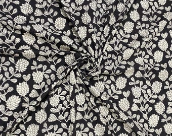 Tela de algodón estampada a mano con bloques de madera / estampado bagru, textil de Jaipur