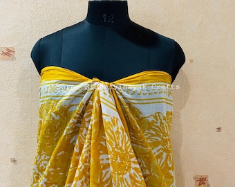 Ręcznie drukowany bawełniany sarong: lekki narzutka plażowa, okrycie boho