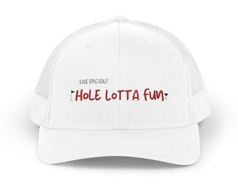 ホール・ロッタ・ファン トラッカーハット、レディース ゴルフベイブ ホワイト スナップバック ネオンコーラル パフ刺繍入り、ライブエピックゴルフ