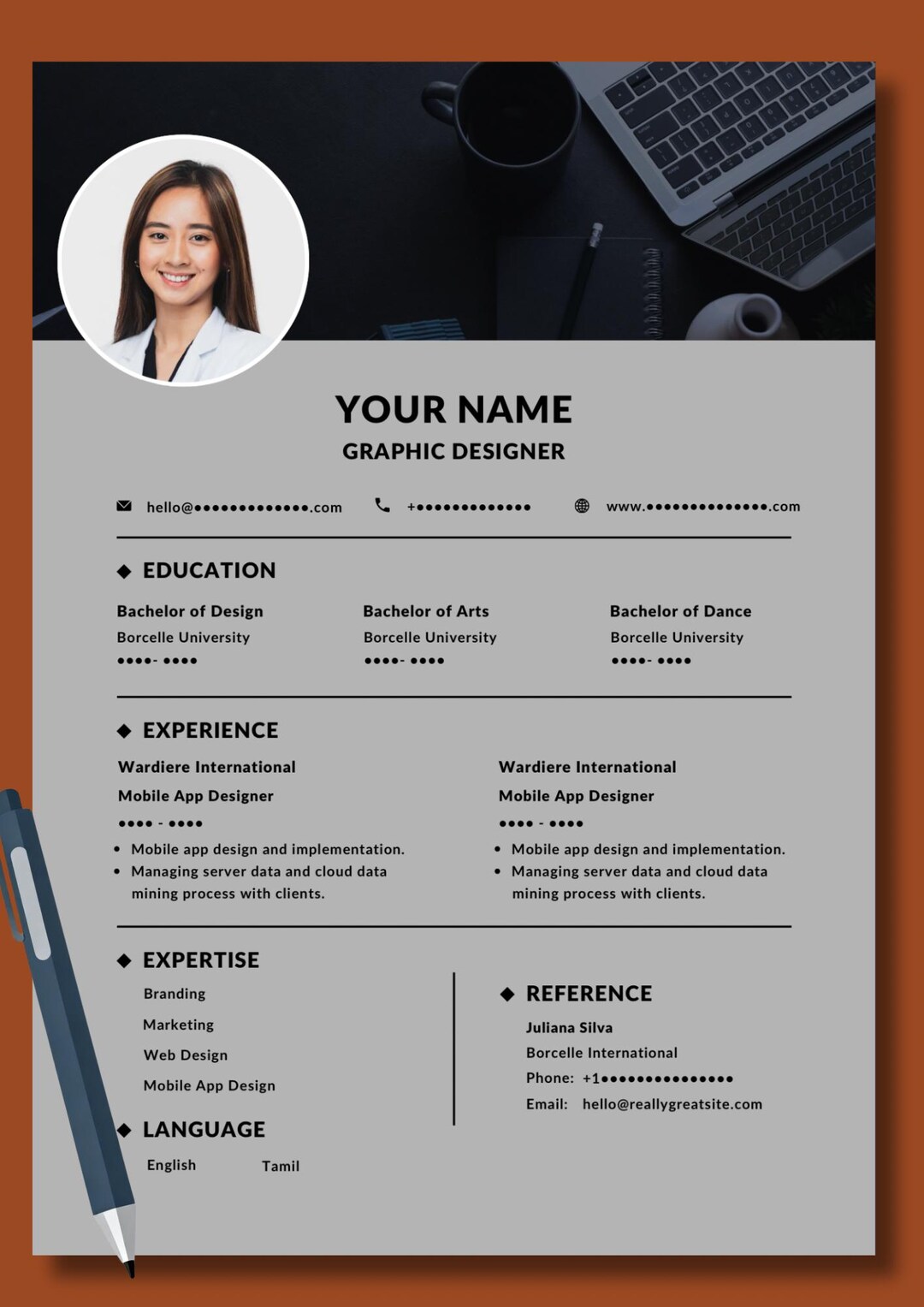 Digital Format Cv Digital Modern Cv Template Editable Canva Instant Download - Etsy Australia