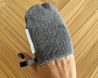Dark Gray Reusable Makeup Remover Mitt, MicroFiber Cleanser pad, No cleanser needed, Just Water, Less Waste, Machine Washable, Facial care