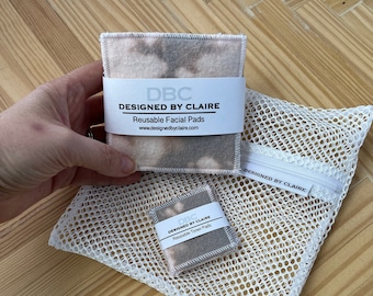 Almohadillas desmaquillantes reutilizables / Redondos de algodón reutilizables / Cero residuos / Ecológico / Lavable a máquina / Removedor de maquillaje / Gris con tinte de corbata inversa