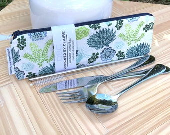 Zero waste reusable utensil set, eco friendly stainless steel set, a great way to say no to single use plastic, Plants, Greenery