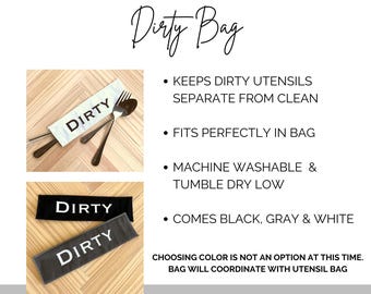 Zero Waste - Extra utensil dirty bag - Additional Dirty Bag - Keep utensils clean - White, Black or Gray - washable - waterproof