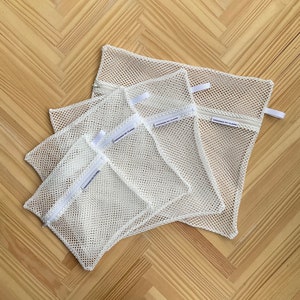 Sac à linge zéro déchet, idéal pour nettoyer les articles réutilisables, cadeau respectueux de l'environnement, mode de vie écologique, plusieurs tailles, sac en filet blanc pour la lessive