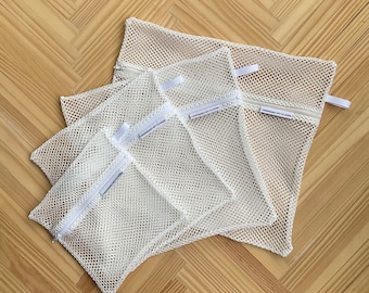 Bolsa de lavandería cero residuos, ideal para limpiar artículos reutilizables, regalo ecológico, vida ecológica, varios tamaños, bolsa de malla blanca para lavandería