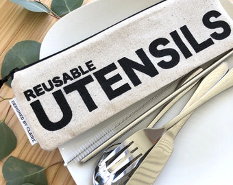 Zero waste reusable utensil set, eco friendly stainless steel set, a great way to say no to single use plastic, Reusable UTENSILS