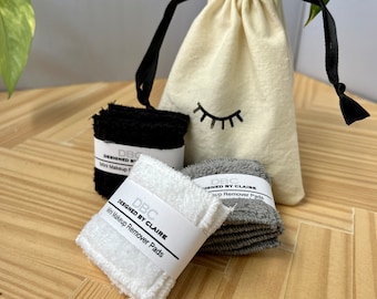Mini Makeup Remover Pads, MicroFiber Cleanser pad, No cleanser , Just Water, Less Waste, Machine Washable, Facial care, Black Gray White