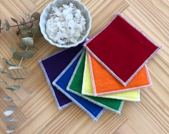 Reusable face pads, Reusable cotton rounds, Zero waste,  Eco-friendly, Washable, Makeup remover pads,  Rainbow, Face Scrubbies