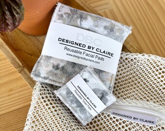Reusable makeup remover pads/ Reusable cotton rounds/ Zero waste /Eco-friendly / Machine Washable/ Makeup remover /Gray Floral with Terry