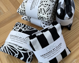 Reusable Heating pads, Hand Warmers, Hot Cold Pouch, Removable Cover, Zero waste,  Eco-friendly,  Machine Washable, Black & White Collection