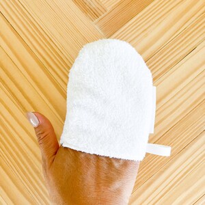 White Reusable Makeup Remover Mitt, MicroFiber Cleanser pad, No cleanser needed, Just use Water, Less Waste, Machine Washable