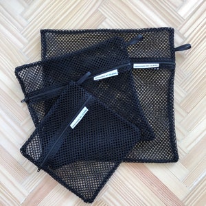 Sac à linge zéro déchet, idéal pour nettoyer les articles réutilisables, cadeau respectueux de l'environnement, mode de vie écologique, plusieurs tailles, sac en filet noir pour la lessive