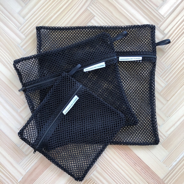 Zero waste Laundry Bag, Great for cleaning reusable items, eco-friendly gift, eco living, Multiple sizes, Black Mesh bag for laundry