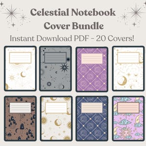 Portadas digitales para cuadernos Celestial: GoodNotes, Notability (paquete de PDF y PNG)