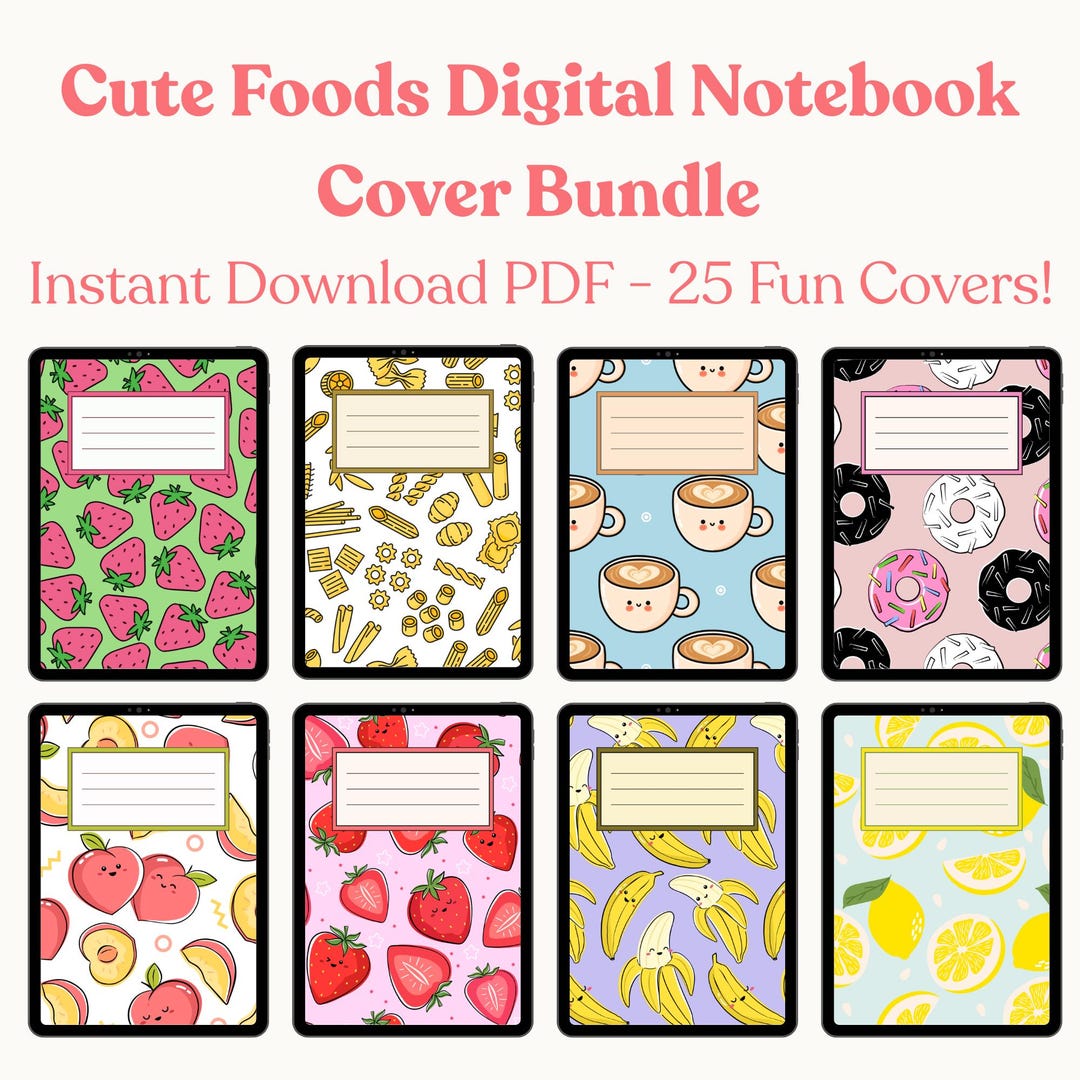 Food Notebook Food Digital Notebook Covers: Goodnotes, Notability (PDF & PNG Bundle ...