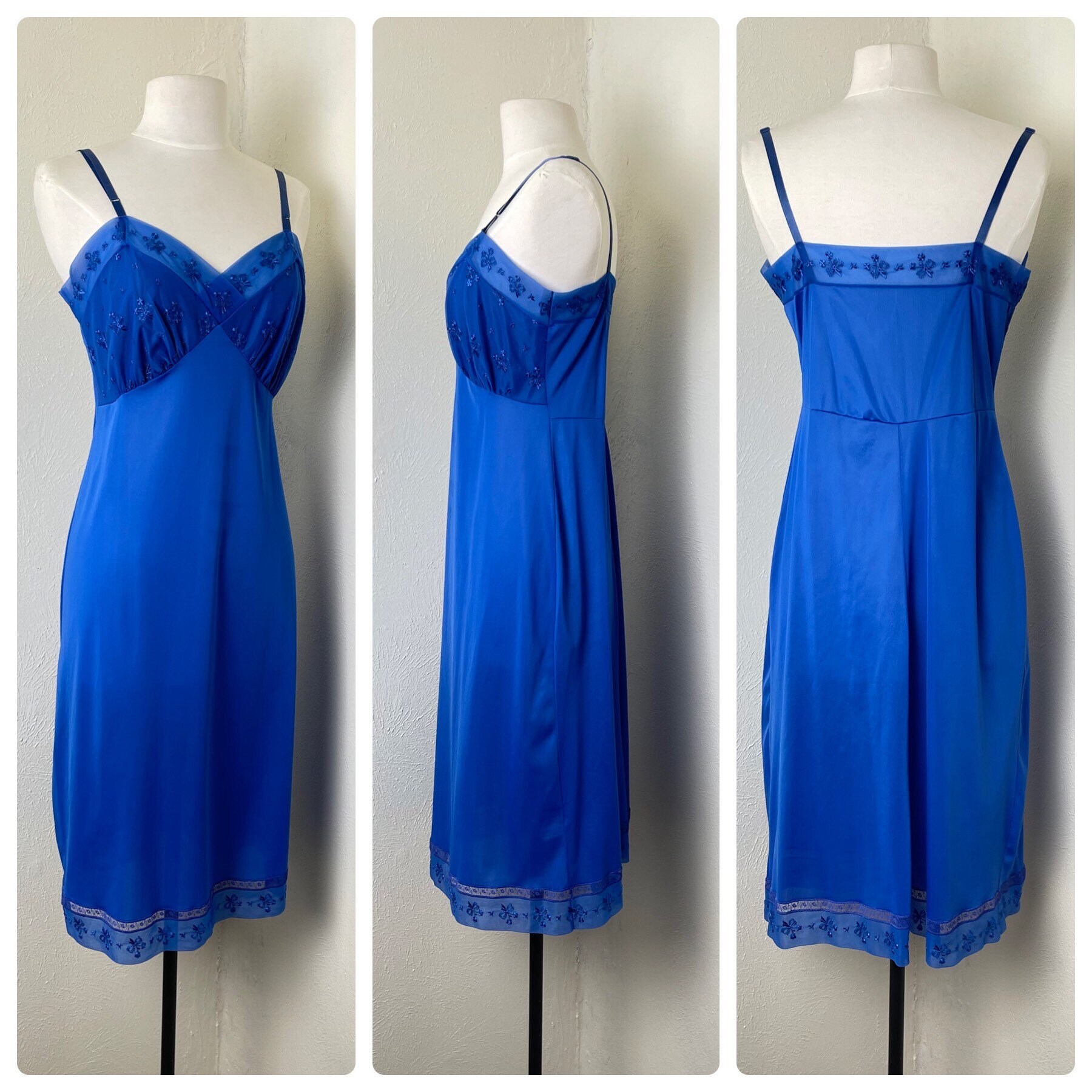 Vintage 1950s slip lingerie nightgown dress Royal blue50s | Etsy