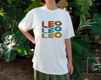 Retro Leo Zodiac Sign Shirt | Vintage Leo Horoscope Shirt Retro 70s Aesthetic Astrology Gift for Leo Birthday for Unisex Vintage Oversized
