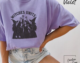 Witches Unite Shirt | Vintage Witch Halloween Shirt | Funny Witchy Gift for Her | Feminist Halloween Shirt Feminist Witch Retro Horror Shirt