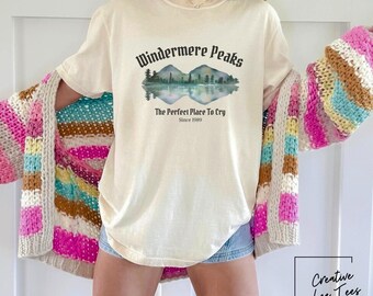 Windermere Peaks T-Shirt | The Perfect Place To Cry | Unisex Garment-Dyed Tee The Lakes Graphic Tee Nature Lover Shirt Gift for Folklore Fan
