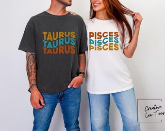 Retro Pisces Zodiac Sign Shirt | Vintage Pisces Horoscope Shirt Retro 70s Aesthetic Zodiac Birthday Gift for Pisces Unisex Vintage Oversized