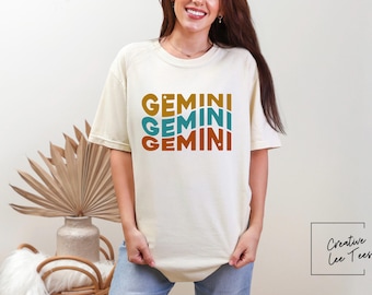 Retro Gemini Zodiac Sign Shirt | Vintage Gemini Horoscope Shirt Retro 70s Aesthetic Zodiac Birthday Gift for Unisex Vintage Oversized Tee