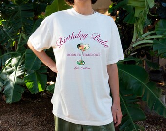 Birthday Babe Shirt | Custom Birthday Shirt Gift for Her | Tropical Vacation Birthday Gift for Martini Lover Custom Vintage Birthday Shirt