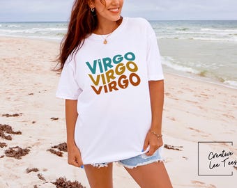 Retro Virgo Zodiac Sign Shirt | Vintage Virgo Horoscope Shirt Retro 70s Aesthetic Astrology Gift for Birthday for Unisex Vintage Oversized