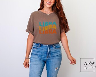 Retro Libra Zodiac Sign Shirt | Vintage Libra Horoscope Shirt Retro 70s Aesthetic Astrology Gift for Birthday for Unisex Vintage Oversized
