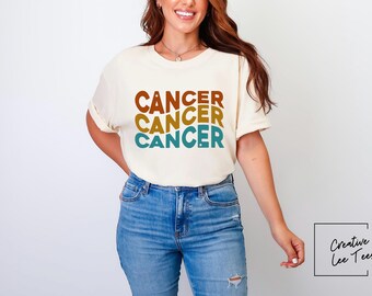 Retro Cancer Zodiac Sign Shirt | Vintage Cancer Horoscope Shirt Retro 70s Aesthetic Zodiac Birthday Gift for Unisex Vintage Oversized Tee