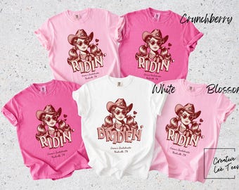 Briden' and Ridin' Country Bachelorette Party Matching Shirts | Cowgirl Bridal Shower Shirts for Bridesmaids and Bride Western Wedding Shirt