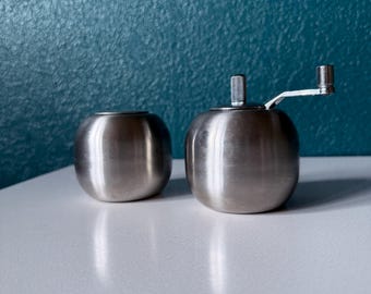 Vintage Stainless Salt Shaker and Pepper Grinder - Maker Unknown