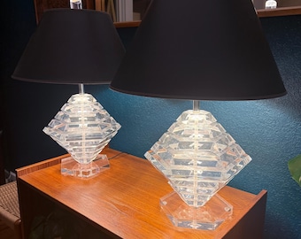 Vintage MCM Stacked Lucite Lamps - Sold Separately - Restored/Rewired