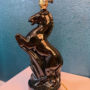 Vintage Ceramic Horse Lamp - Black