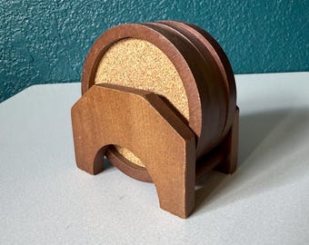 Add-On Only: Vintage MCM Wood Cork Coaster Set - Pls Read Desc