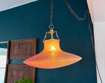 Vintage Vetri Soffiati Murano Scavo Glass Pendant Swag Lamp - Remade