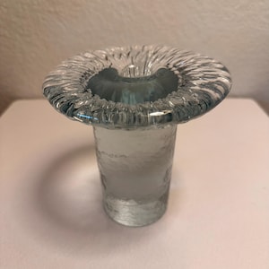 Vintage Blenko 1970s Mushroom Candleholder in Crystal