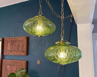 Vintage MCM Glass Swag Lamp - Sold Separately - Rewired