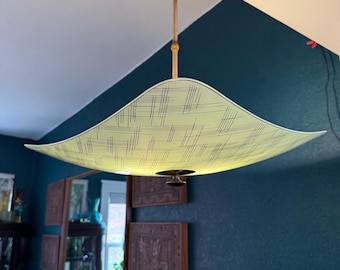 Vintage 1950s German Etched Glass Light Fixture