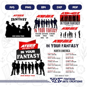 Ateez In Your Fantasy World Tour 2025 SVG Bundle, Ateez Concert Svg, K Pop Svg, Singer World Tour Svg, Sublimation, Cricut, Png Eps, Cutfile