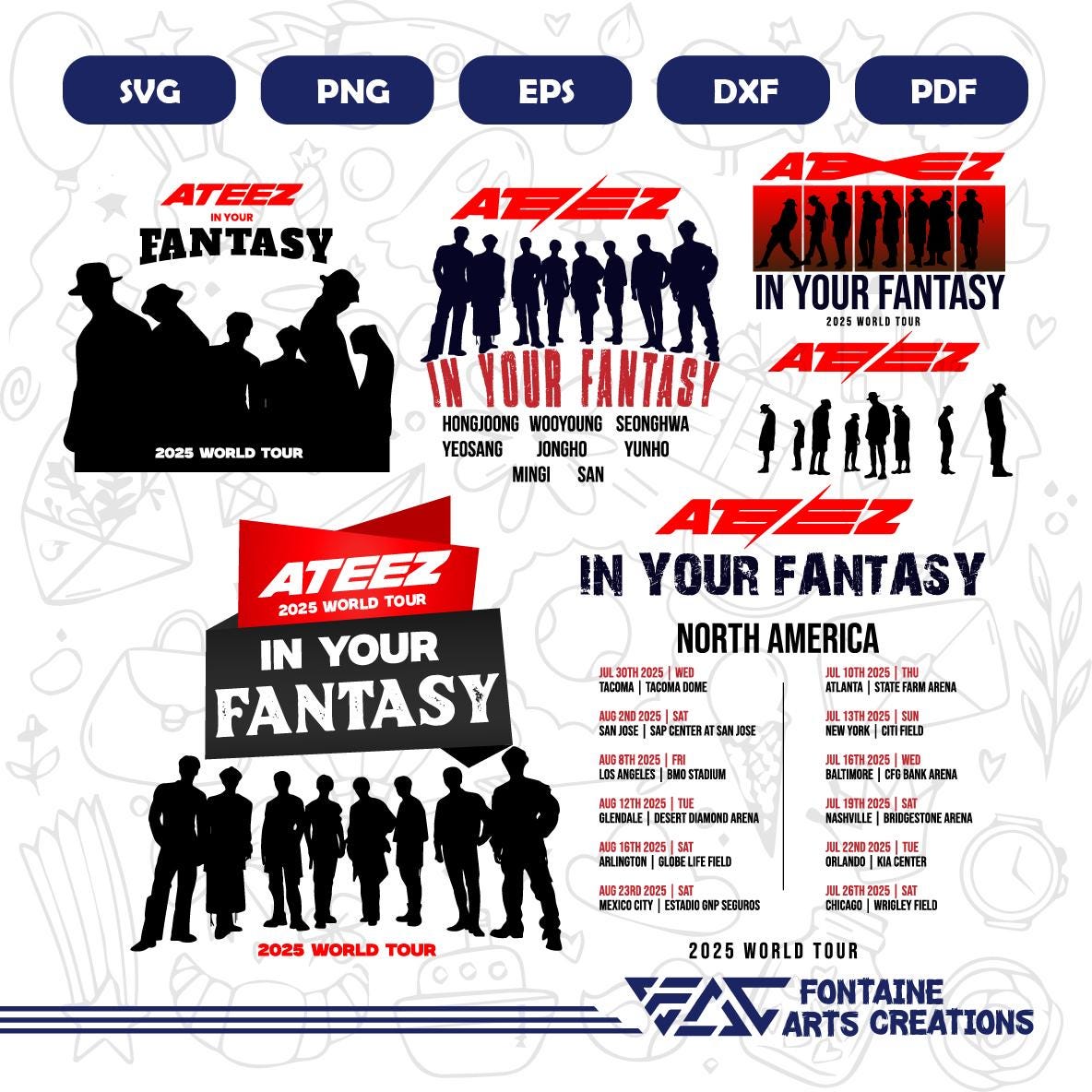 Ateez in Your Fantasy World Tour 2025 SVG Bundle, Ateez