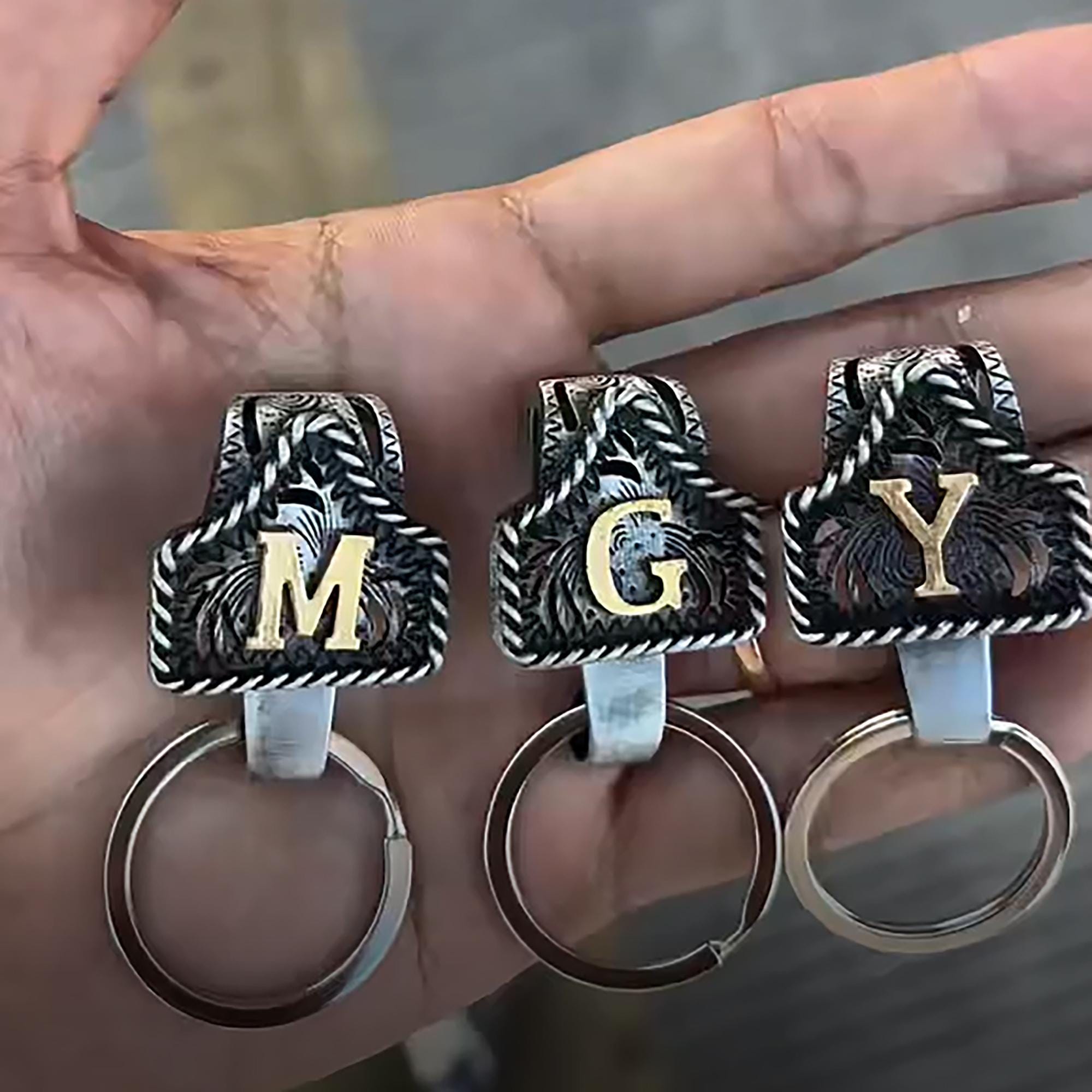 Vintage Letter Keychain | Western Cowboy Letter Keychain