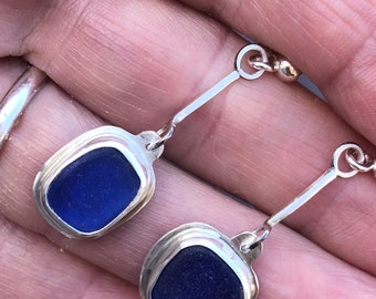 Royal Blue Sea Glass Earrings