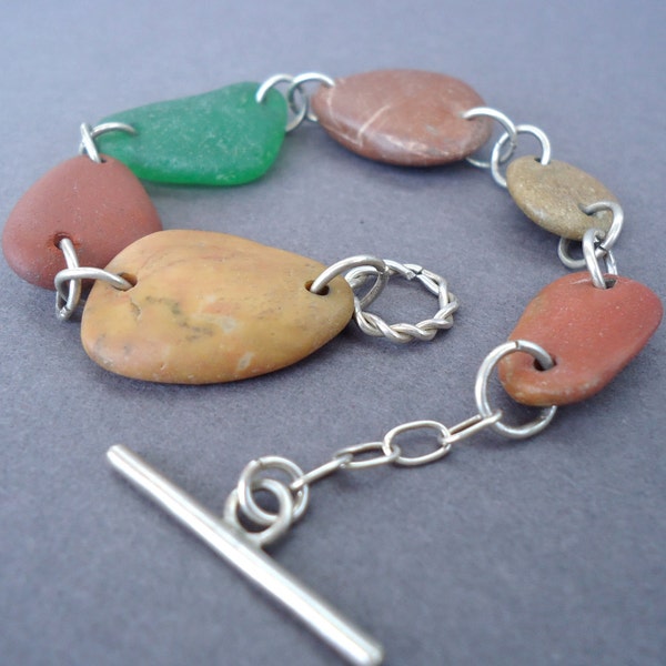 Beach Stone Bracelet, Beach Pebble Bracelet