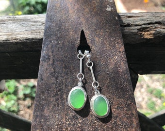 Emerald Green Seaglass earrings