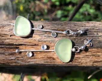 Pale Mint Sea Glass Earrings