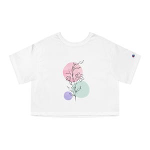 Floral Pastel Cropped T-Shirt for Women, Trendy Apparel for Summer, Casual Wear, Gift for Her, Yoga Top, Spring Fashion