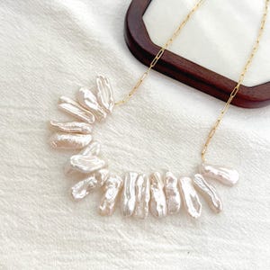 14K Gold Filled Large Baroque Pearl Statement Necklace,Unique Chunky Real Pearl Choker,Wedding Bridal Charm Necklace,Bridesmaid Gift For Her